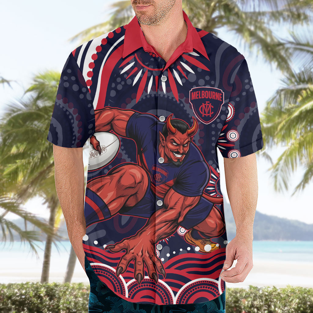Personalized Melbourne Demons Mascot Hawaiian Shirt Aboriginal Dot Art - Dreamtime Football Mascot
