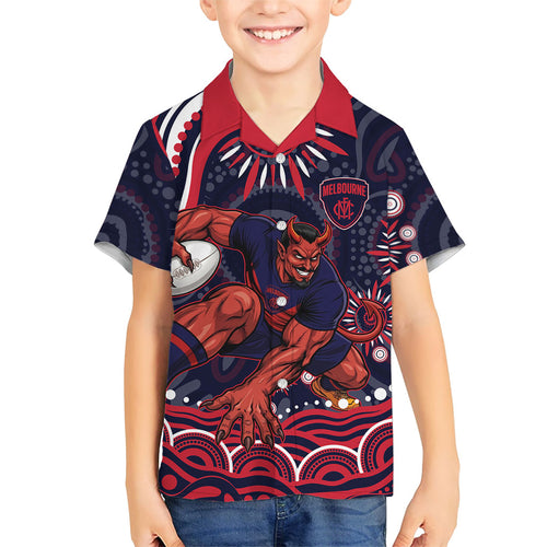 Personalized Melbourne Demons Mascot Hawaiian Shirt Aboriginal Dot Art - Dreamtime Football Mascot