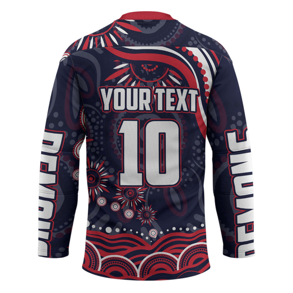 Personalized Melbourne Demons Mascot Hockey Jersey Aboriginal Dot Art - Dreamtime Football Mascot
