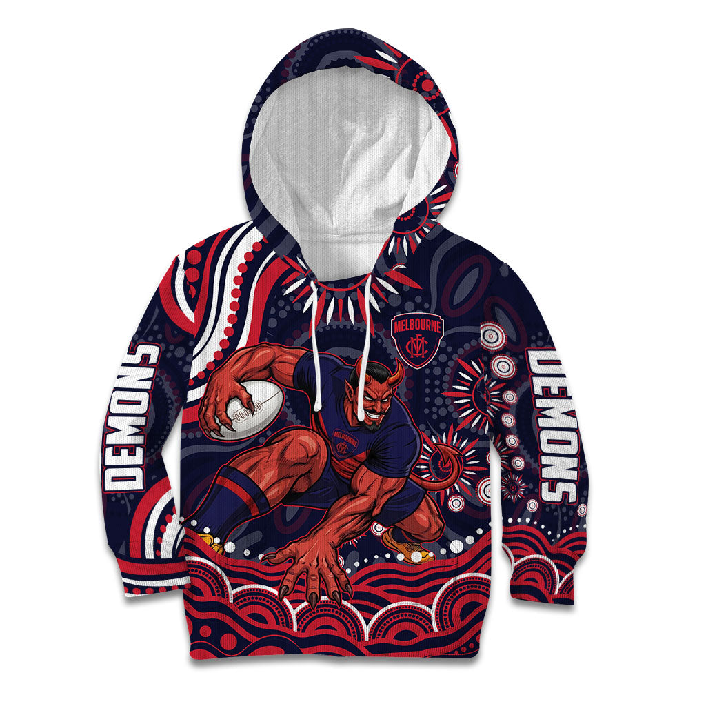 Personalized Melbourne Demons Mascot Kid Hoodie Aboriginal Dot Art - Dreamtime Football Mascot