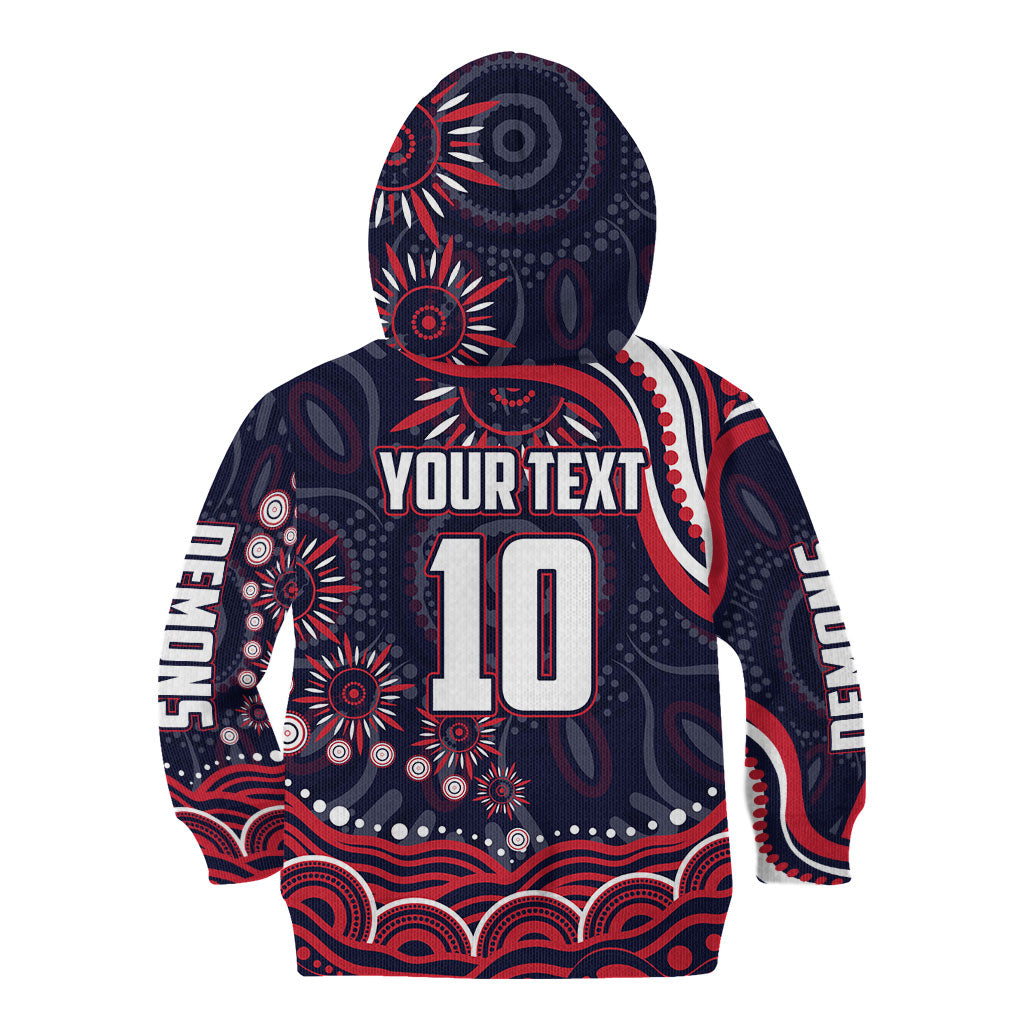Personalized Melbourne Demons Mascot Kid Hoodie Aboriginal Dot Art - Dreamtime Football Mascot
