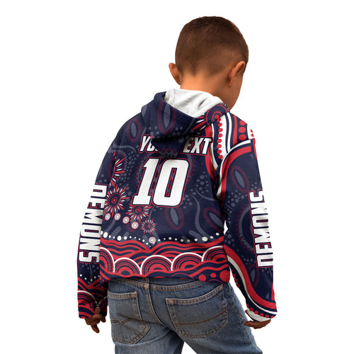 Personalized Melbourne Demons Mascot Kid Hoodie Aboriginal Dot Art - Dreamtime Football Mascot