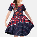 Personalized Melbourne Demons Mascot Kid Short Sleeve Dress Aboriginal Dot Art - Dreamtime Football Mascot