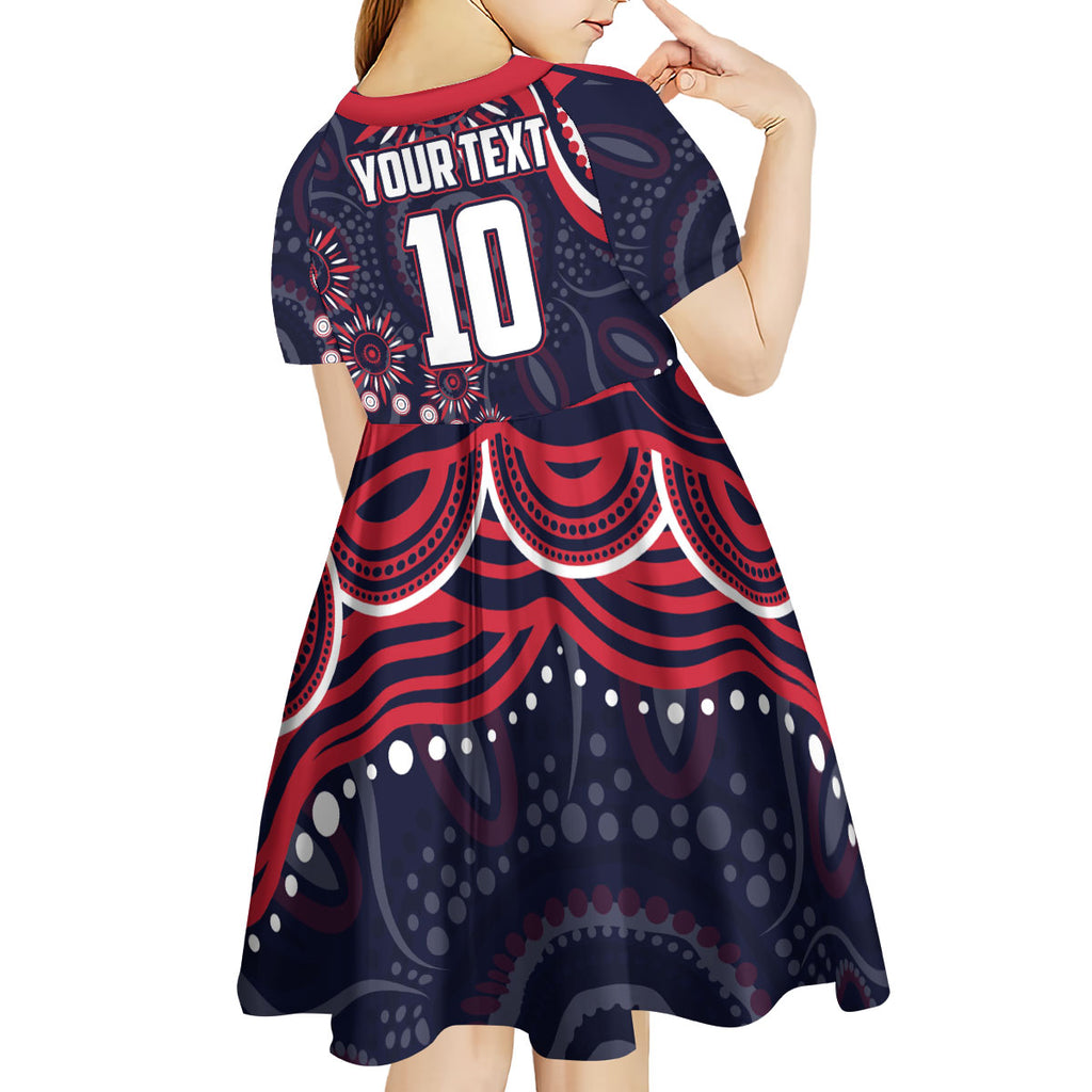 Personalized Melbourne Demons Mascot Kid Short Sleeve Dress Aboriginal Dot Art - Dreamtime Football Mascot