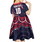 Personalized Melbourne Demons Mascot Kid Short Sleeve Dress Aboriginal Dot Art - Dreamtime Football Mascot