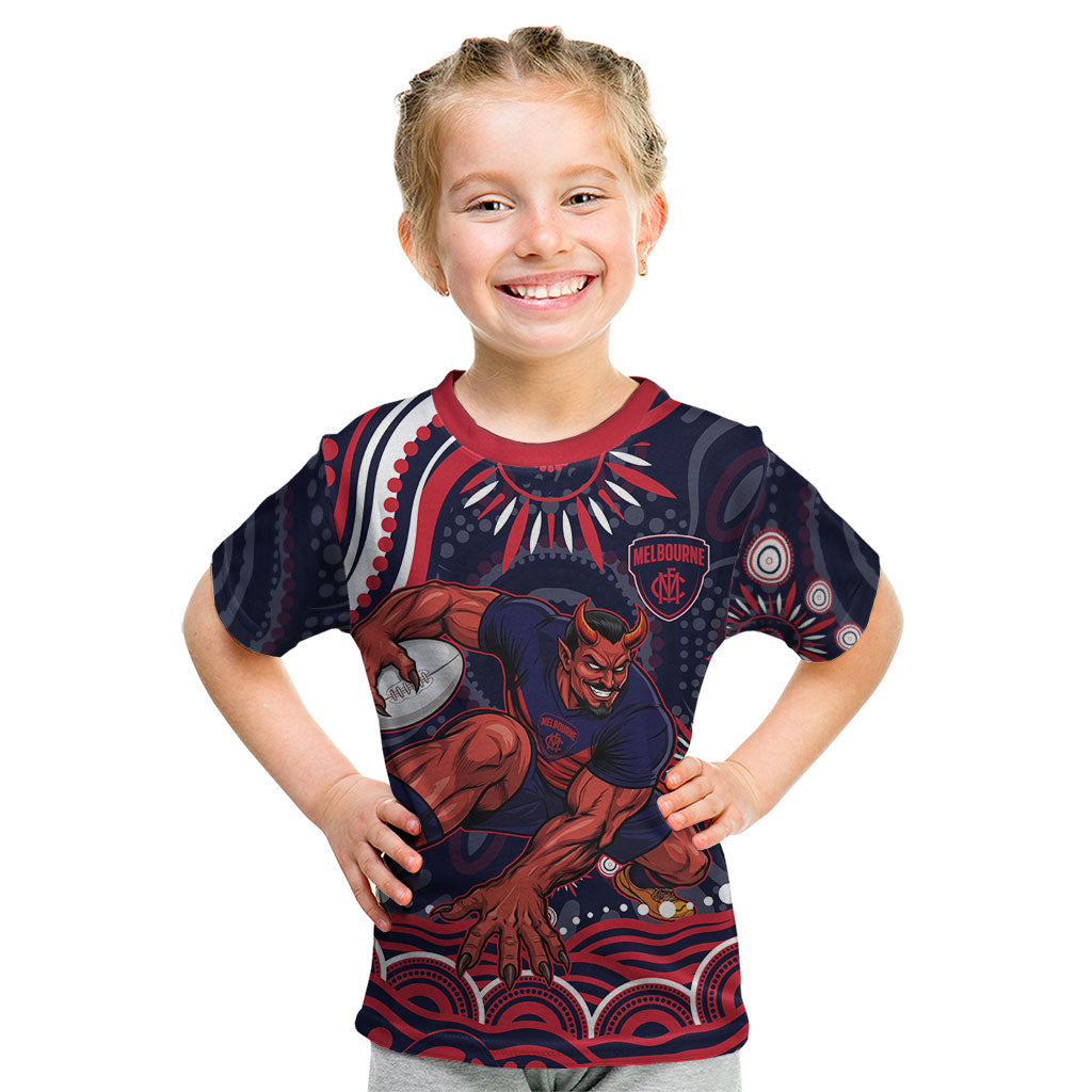 Personalized Melbourne Demons Mascot Kid T Shirt Aboriginal Dot Art - Dreamtime Football Mascot