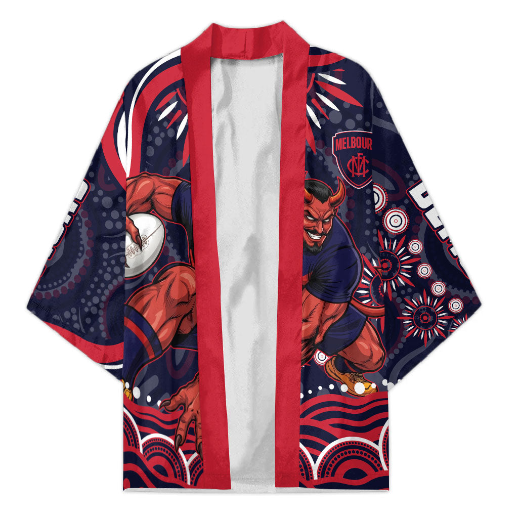 Personalized Melbourne Demons Mascot Kimono Aboriginal Dot Art - Dreamtime Football Mascot