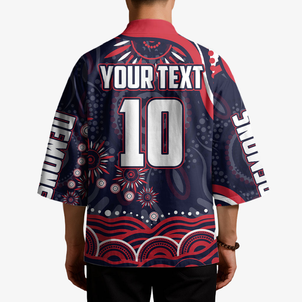 Personalized Melbourne Demons Mascot Kimono Aboriginal Dot Art - Dreamtime Football Mascot