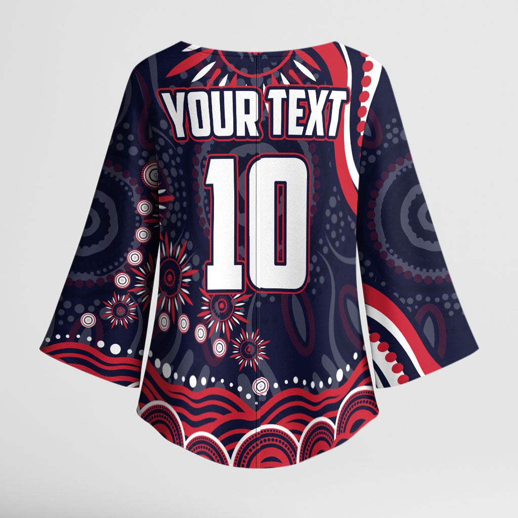 Personalized Melbourne Demons Mascot Kimono Sleeve Blouse Aboriginal Dot Art - Dreamtime Football Mascot
