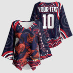 Personalized Melbourne Demons Mascot Kimono Sleeve Blouse Aboriginal Dot Art - Dreamtime Football Mascot