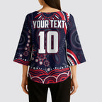 Personalized Melbourne Demons Mascot Kimono Sleeve Blouse Aboriginal Dot Art - Dreamtime Football Mascot