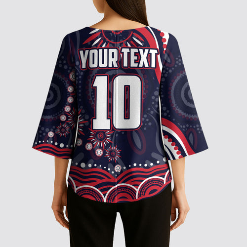 Personalized Melbourne Demons Mascot Kimono Sleeve Blouse Aboriginal Dot Art - Dreamtime Football Mascot