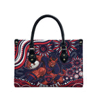 Personalized Melbourne Demons Mascot Leather Bag Aboriginal Dot Art - Dreamtime Football Mascot