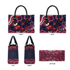 Personalized Melbourne Demons Mascot Leather Bag Aboriginal Dot Art - Dreamtime Football Mascot