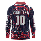 Personalized Melbourne Demons Mascot Long Sleeve Polo Shirt Aboriginal Dot Art - Dreamtime Football Mascot