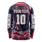 Personalized Melbourne Demons Mascot Long Sleeve Shirt Aboriginal Dot Art - Dreamtime Football Mascot