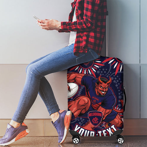 Personalized Melbourne Demons Mascot Luggage Cover Aboriginal Dot Art - Dreamtime Football Mascot