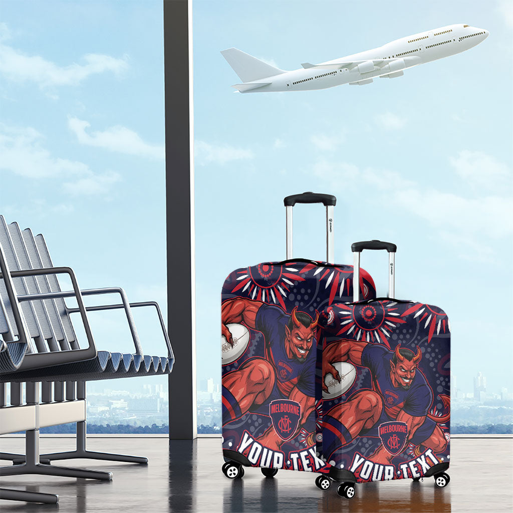 Personalized Melbourne Demons Mascot Luggage Cover Aboriginal Dot Art - Dreamtime Football Mascot