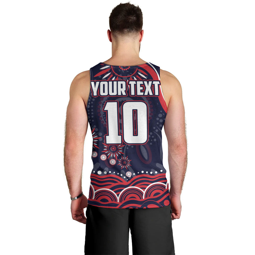 Personalized Melbourne Demons Mascot Men Tank Top Aboriginal Dot Art - Dreamtime Football Mascot