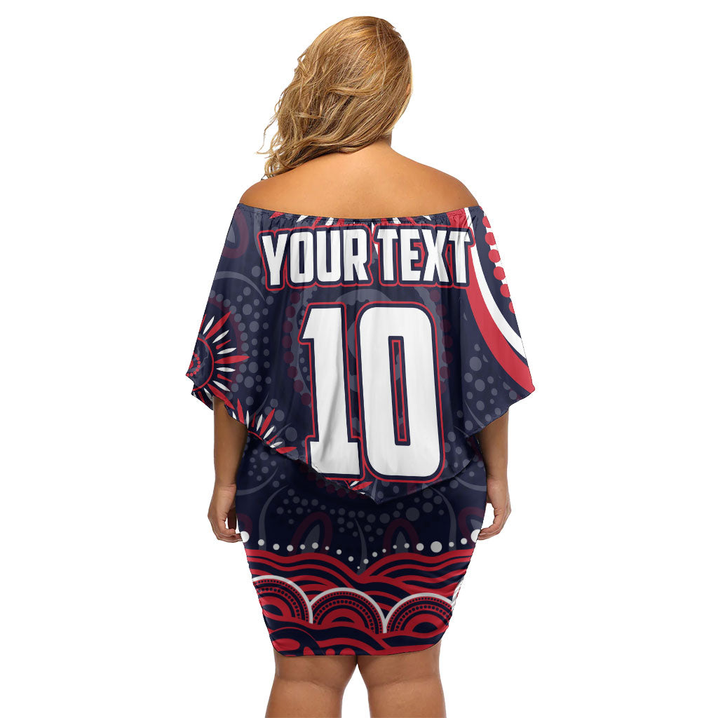 Personalized Melbourne Demons Mascot Off Shoulder Short Dress Aboriginal Dot Art - Dreamtime Football Mascot