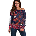 Personalized Melbourne Demons Mascot Off Shoulder Sweater Aboriginal Dot Art - Dreamtime Football Mascot