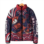 Personalized Melbourne Demons Mascot Padded Jacket Aboriginal Dot Art - Dreamtime Football Mascot