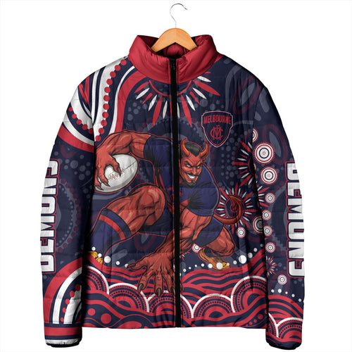Personalized Melbourne Demons Mascot Padded Jacket Aboriginal Dot Art - Dreamtime Football Mascot
