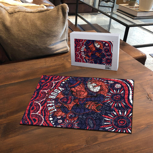Personalized Melbourne Demons Mascot Puzzle Aboriginal Dot Art - Dreamtime Football Mascot