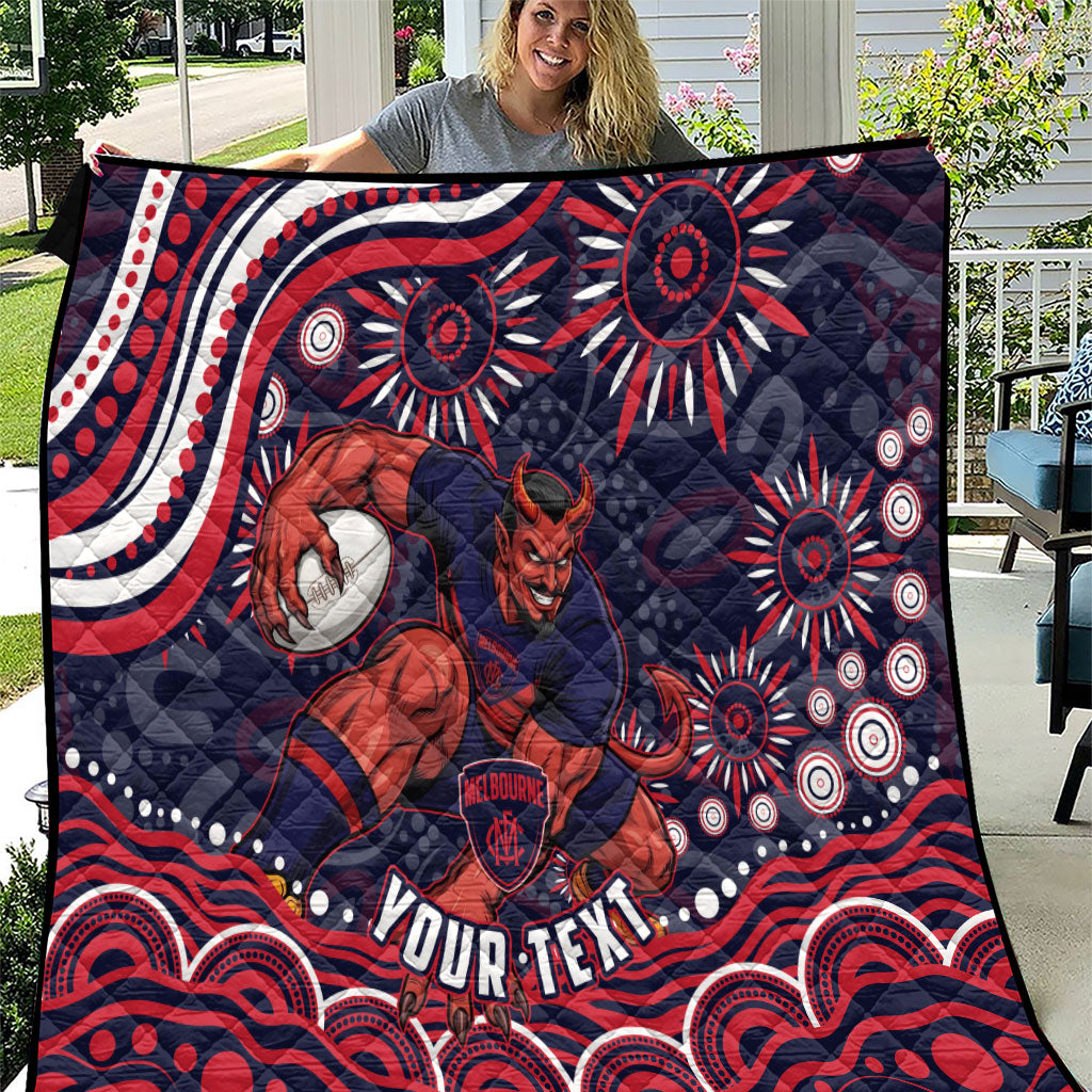 Personalized Melbourne Demons Mascot Quilt Aboriginal Dot Art - Dreamtime Football Mascot