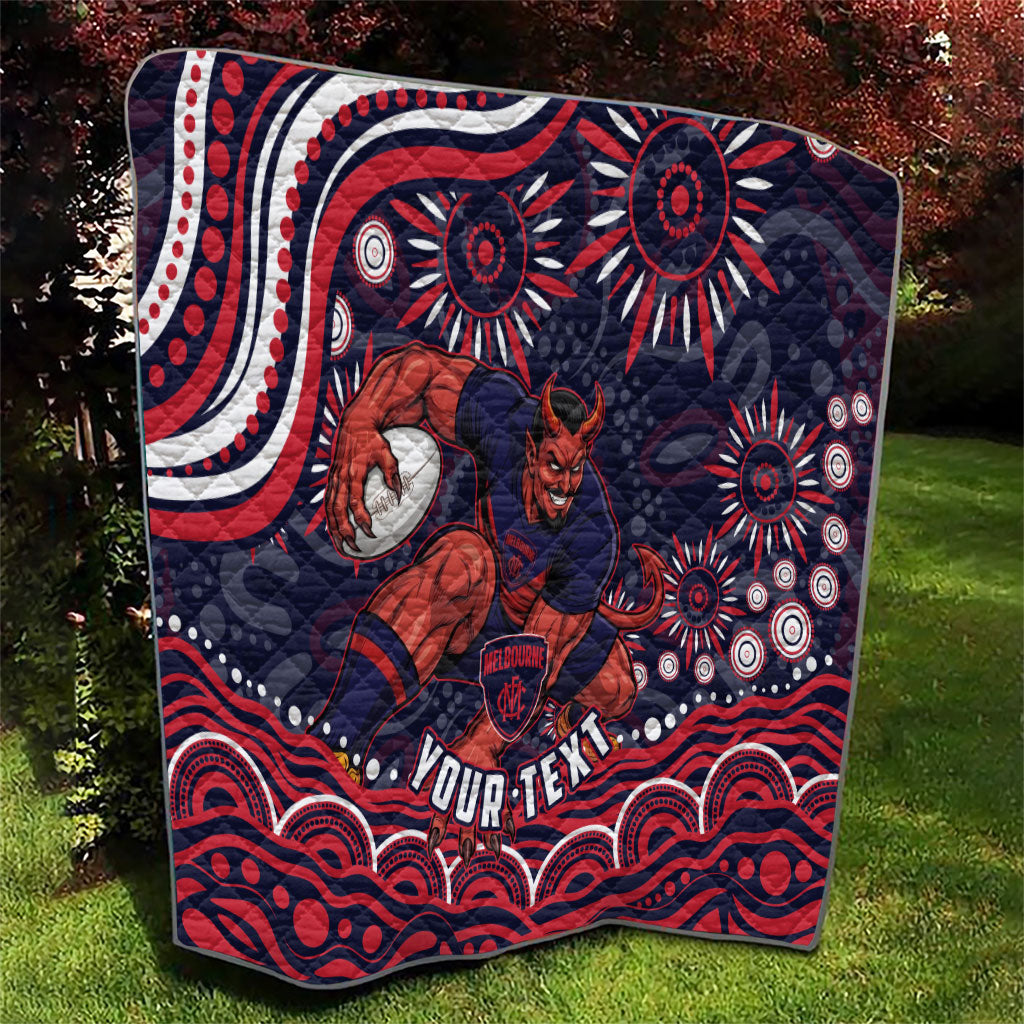 Personalized Melbourne Demons Mascot Quilt Aboriginal Dot Art - Dreamtime Football Mascot
