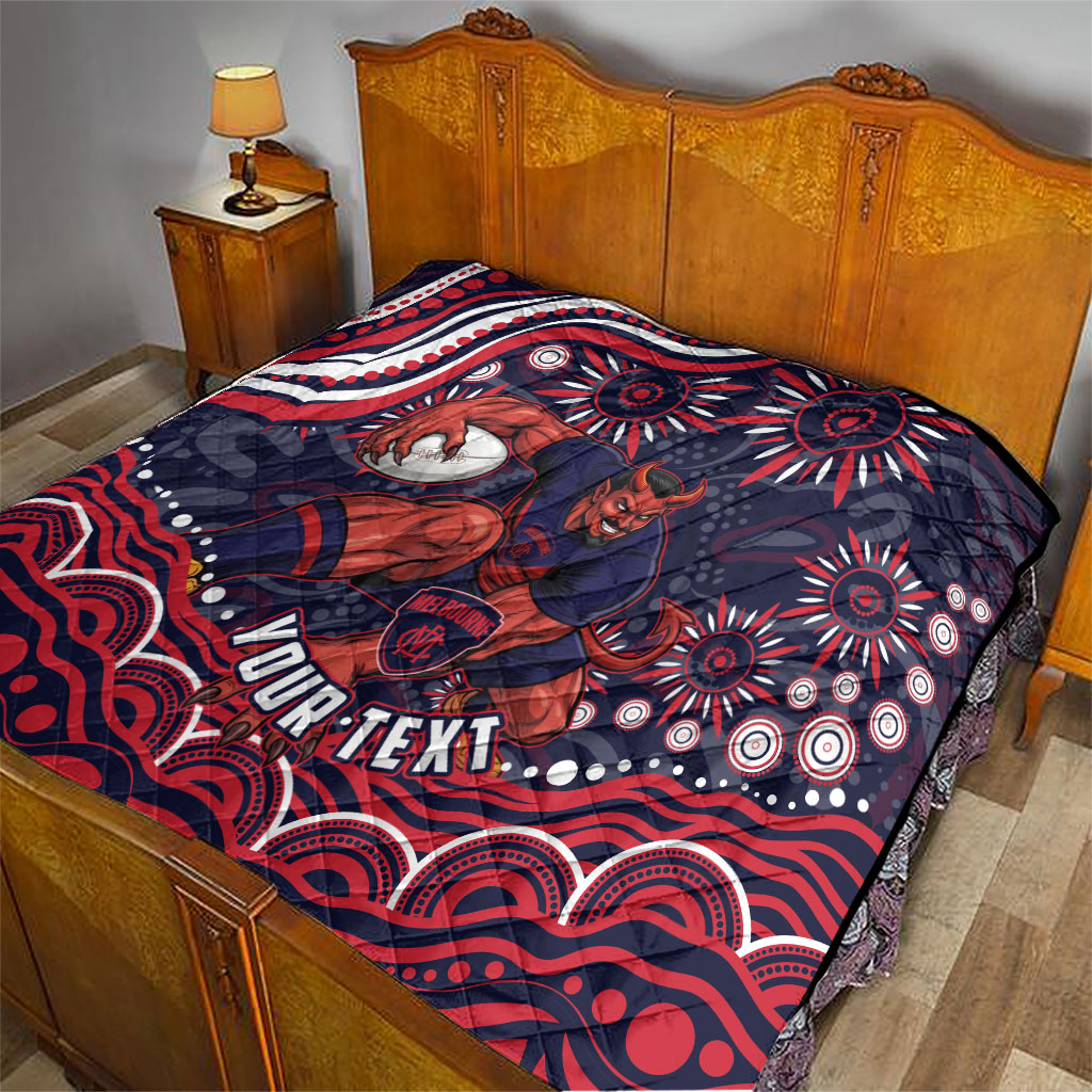 Personalized Melbourne Demons Mascot Quilt Aboriginal Dot Art - Dreamtime Football Mascot
