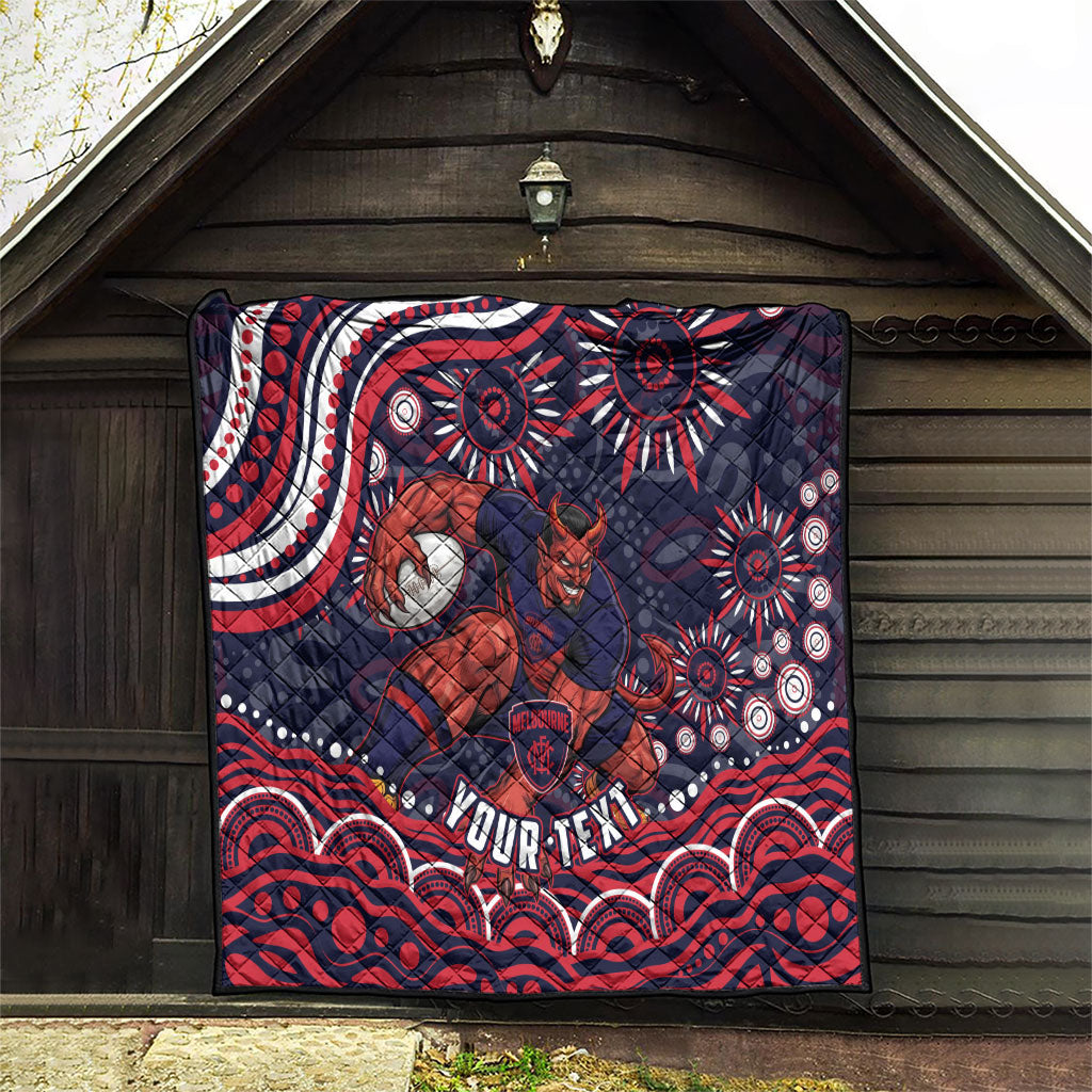 Personalized Melbourne Demons Mascot Quilt Aboriginal Dot Art - Dreamtime Football Mascot