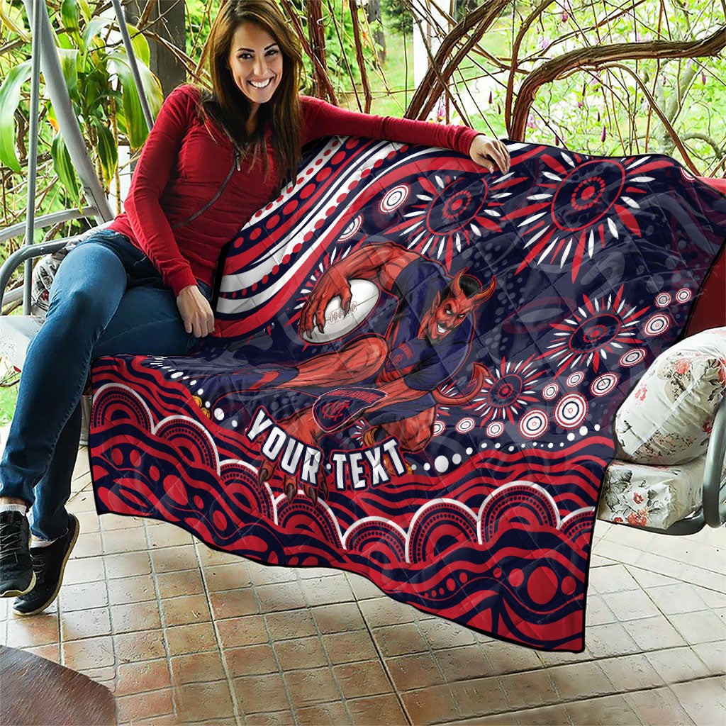 Personalized Melbourne Demons Mascot Quilt Aboriginal Dot Art - Dreamtime Football Mascot