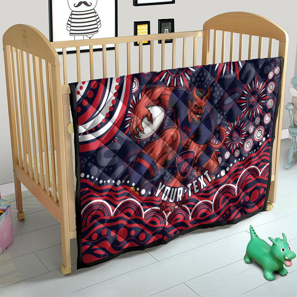 Personalized Melbourne Demons Mascot Quilt Aboriginal Dot Art - Dreamtime Football Mascot