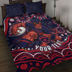Personalized Melbourne Demons Mascot Quilt Bed Set Aboriginal Dot Art - Dreamtime Football Mascot