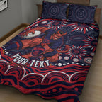 Personalized Melbourne Demons Mascot Quilt Bed Set Aboriginal Dot Art - Dreamtime Football Mascot