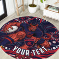 Personalized Melbourne Demons Mascot Round Carpet Aboriginal Dot Art - Dreamtime Football Mascot