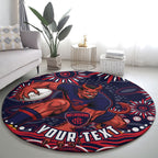 Personalized Melbourne Demons Mascot Round Carpet Aboriginal Dot Art - Dreamtime Football Mascot