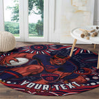 Personalized Melbourne Demons Mascot Round Carpet Aboriginal Dot Art - Dreamtime Football Mascot