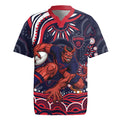 Personalized Melbourne Demons Mascot Rugby Jersey Aboriginal Dot Art - Dreamtime Football Mascot