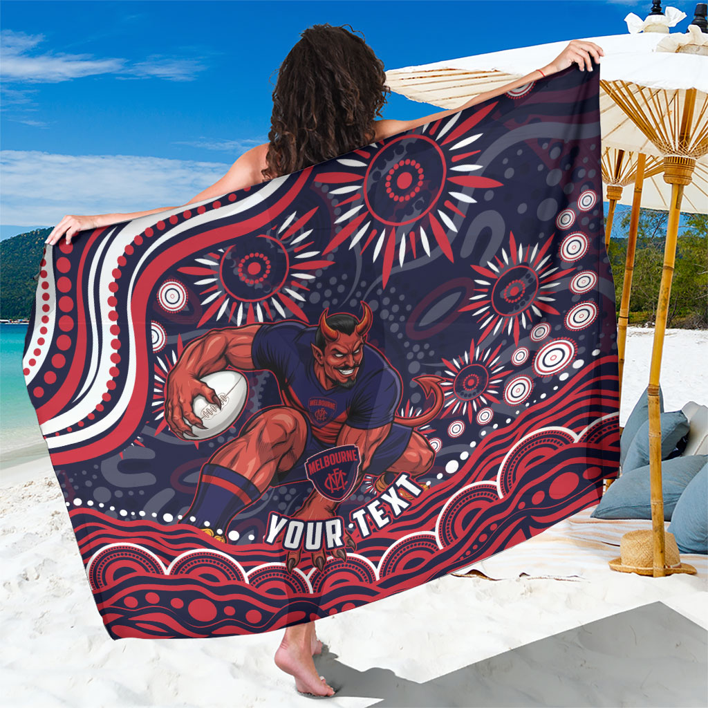 Personalized Melbourne Demons Mascot Sarong Aboriginal Dot Art - Dreamtime Football Mascot