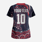 Personalized Melbourne Demons Mascot Scrub Top Aboriginal Dot Art - Dreamtime Football Mascot