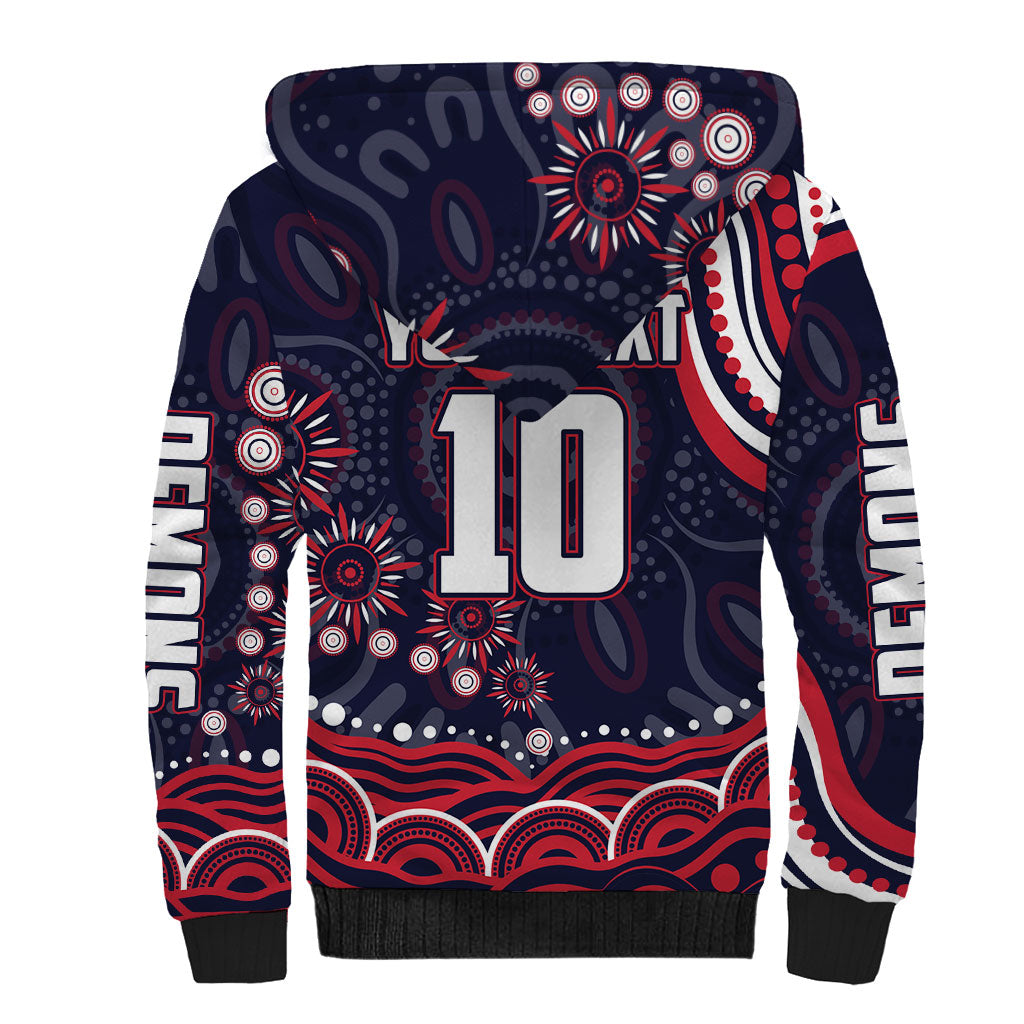 Personalized Melbourne Demons Mascot Sherpa Hoodie Aboriginal Dot Art - Dreamtime Football Mascot
