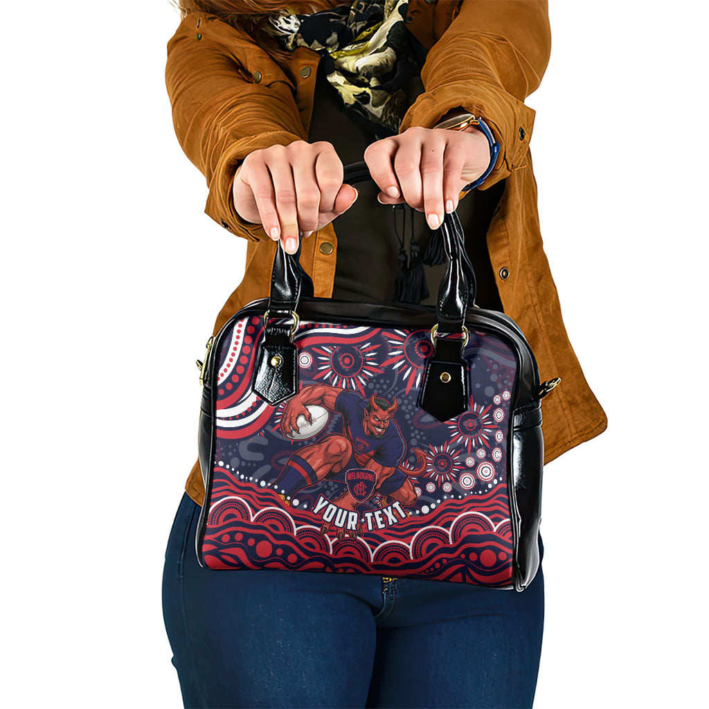 Personalized Melbourne Demons Mascot Shoulder Handbag Aboriginal Dot Art - Dreamtime Football Mascot