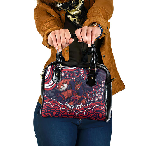 Personalized Melbourne Demons Mascot Shoulder Handbag Aboriginal Dot Art - Dreamtime Football Mascot