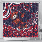 Personalized Melbourne Demons Mascot Shower Curtain Aboriginal Dot Art - Dreamtime Football Mascot