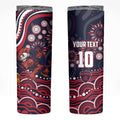 Personalized Melbourne Demons Mascot Skinny Tumbler Aboriginal Dot Art - Dreamtime Football Mascot
