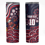 Personalized Melbourne Demons Mascot Skinny Tumbler Aboriginal Dot Art - Dreamtime Football Mascot