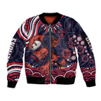 Personalized Melbourne Demons Mascot Sleeve Zip Bomber Jacket Aboriginal Dot Art - Dreamtime Football Mascot