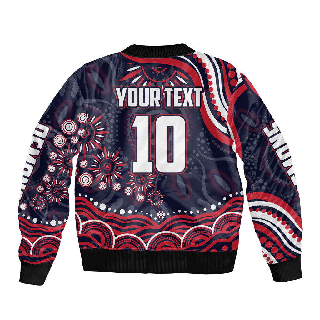 Personalized Melbourne Demons Mascot Sleeve Zip Bomber Jacket Aboriginal Dot Art - Dreamtime Football Mascot
